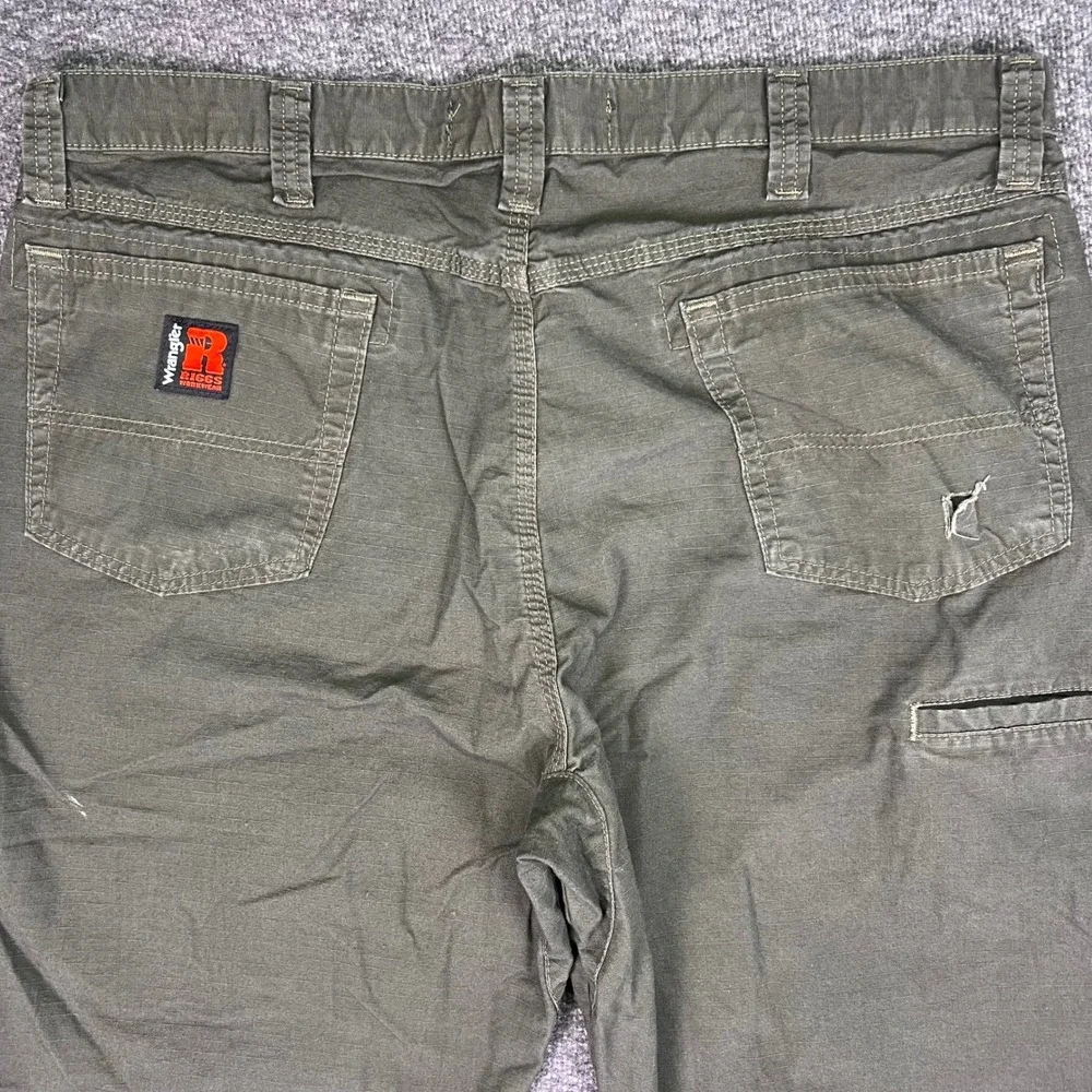 Wrangler Riggs Workwear Pants Mens 38x32 Green Ripstop Utility Painter Carpenter